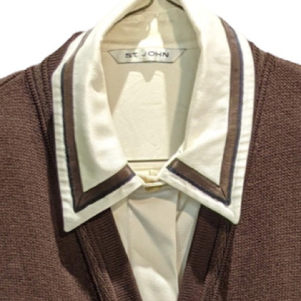 3 piece ST JOHN SUIT | Maggie Gray | Brown | SILK Blouse a treasure - Picture 3 of 13